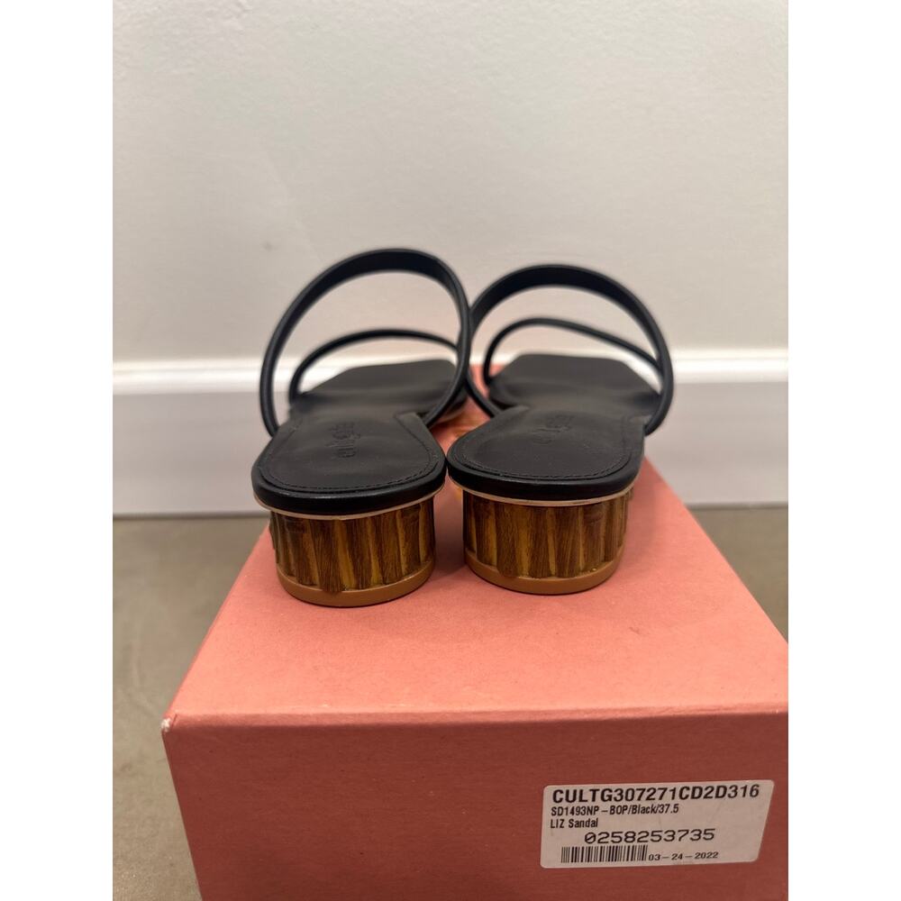 Cult Gaia Liz Leather Slide Sandal — Black, Bamboo-Effect Block Heel, Square Toe - Picture 6 of 9